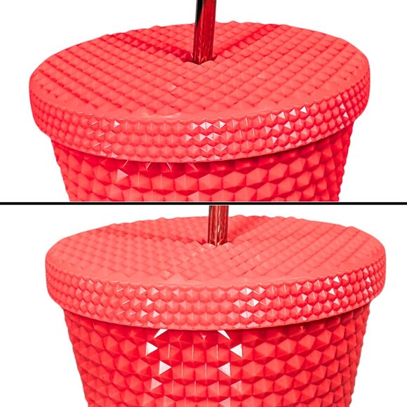 Starbucks 2022 Studded Coral Grande 16 fl oz Acrylic Plastic Beverage Sipper - Picture 5 of 8